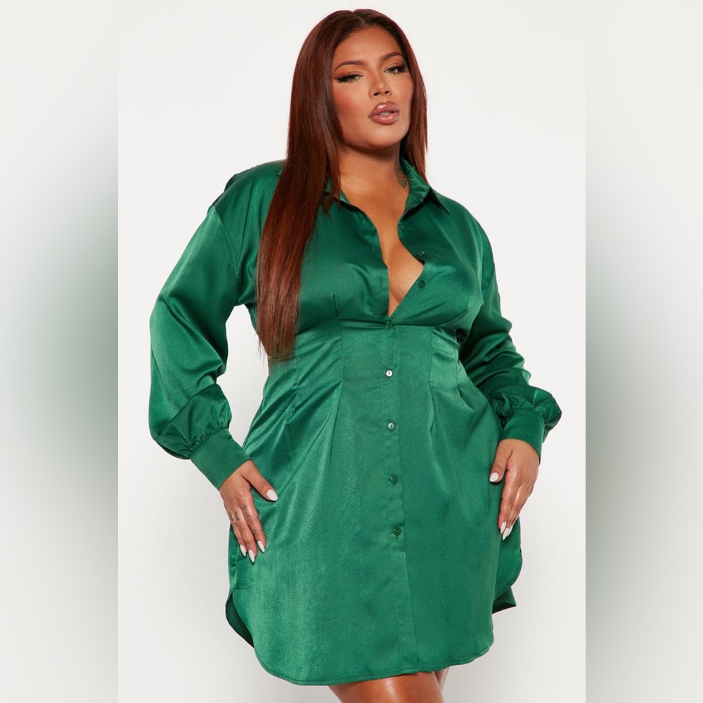 Fashion to Figure Plus Size Sharane Satin Shirt Dress